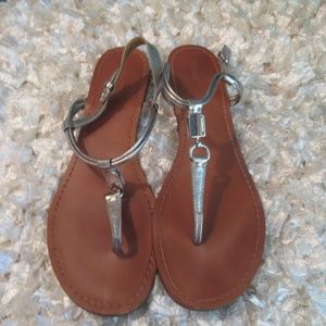 Coach 'Charleen' Silver Flat Sandal